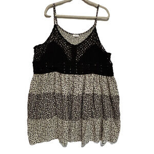 Eyeshadow women's Floral Crochet Babydoll‎ Mini Dress top Sz 4X ruffle boho chic